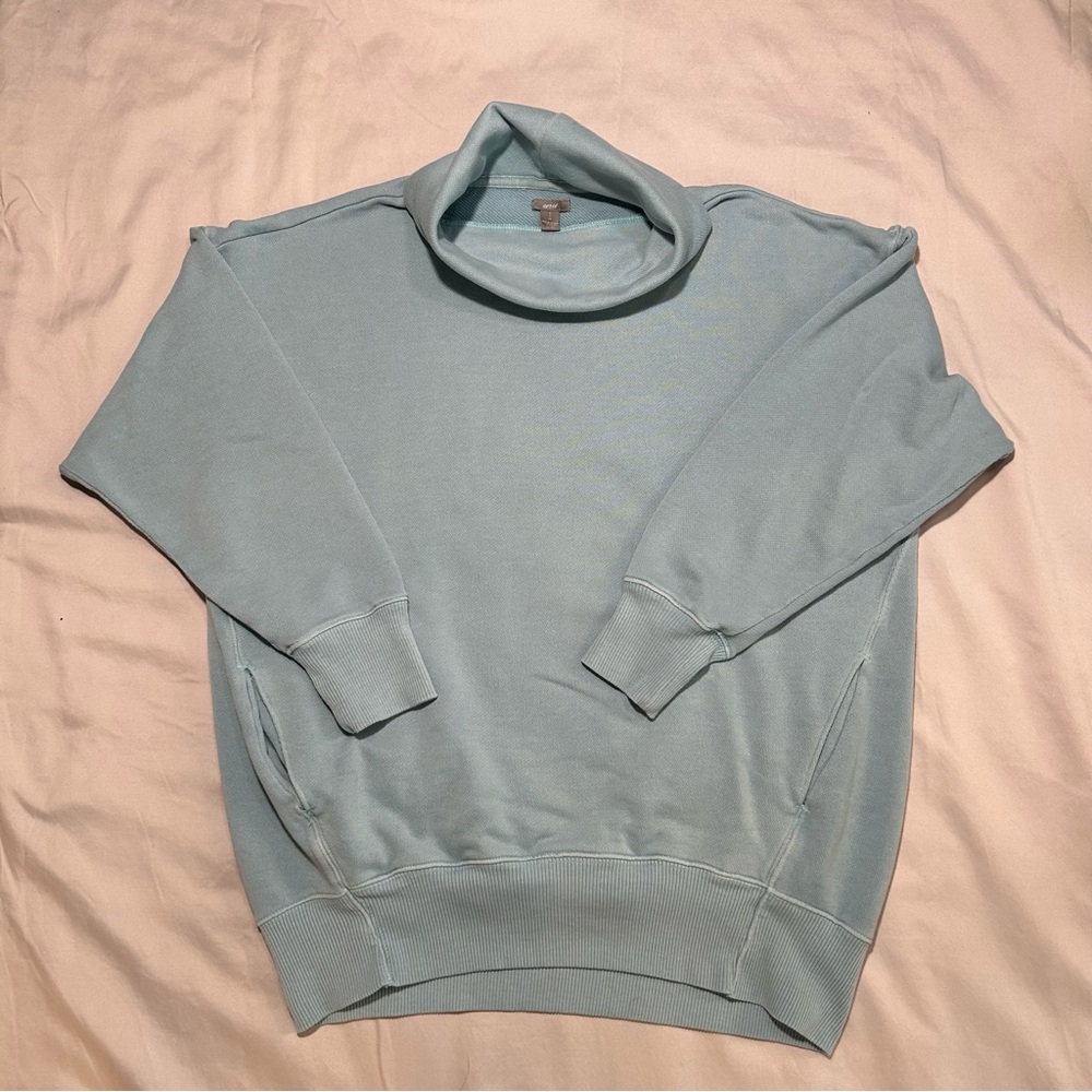 Aerie The Sweat Everyday Cozy Mock Neck Oversized Sweatshirt Light Blue Size S